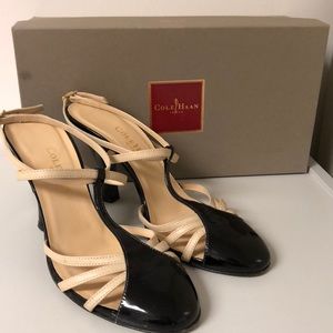 Cole Haan Black Patent & Tan Heels Size 6.5 B